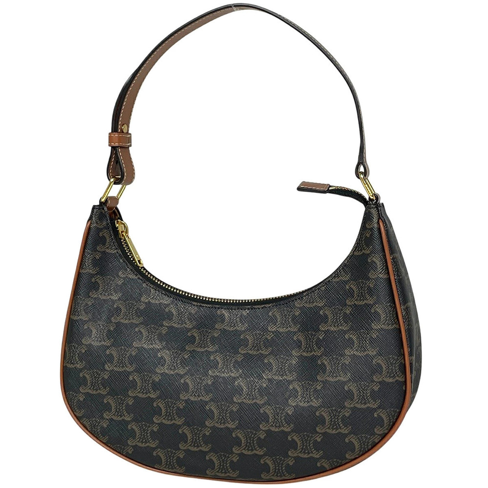 Celine Ava Shoulder Bag Triomphe Canvas Black Brown